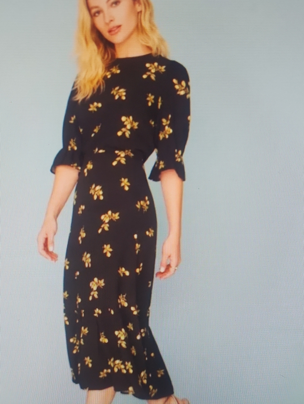 Reformation Mayfield Mara Black Yellow Floral Midi Dress Size XS